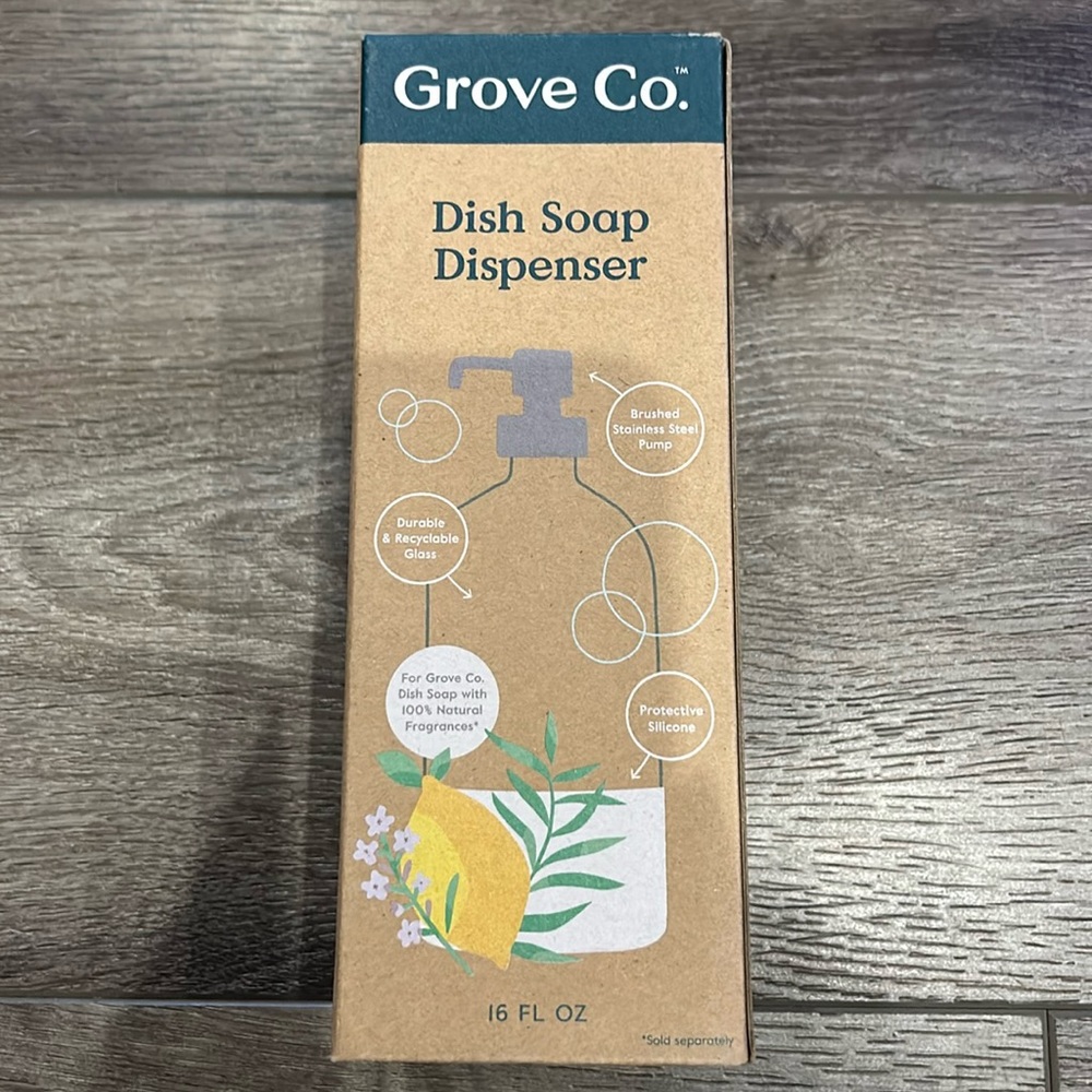 NIB Grove Co. Glass Dish Soap Dispenser
